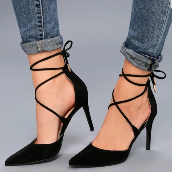 Lulu's Marie nude suede heels - Picture 7 of 9